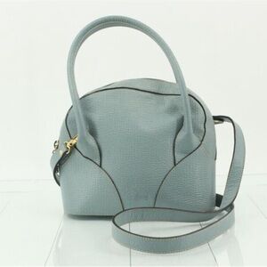 Vintage Loewe Anagram Leather Bowler Structured Satchel 2 Way Mini Handbag Blue